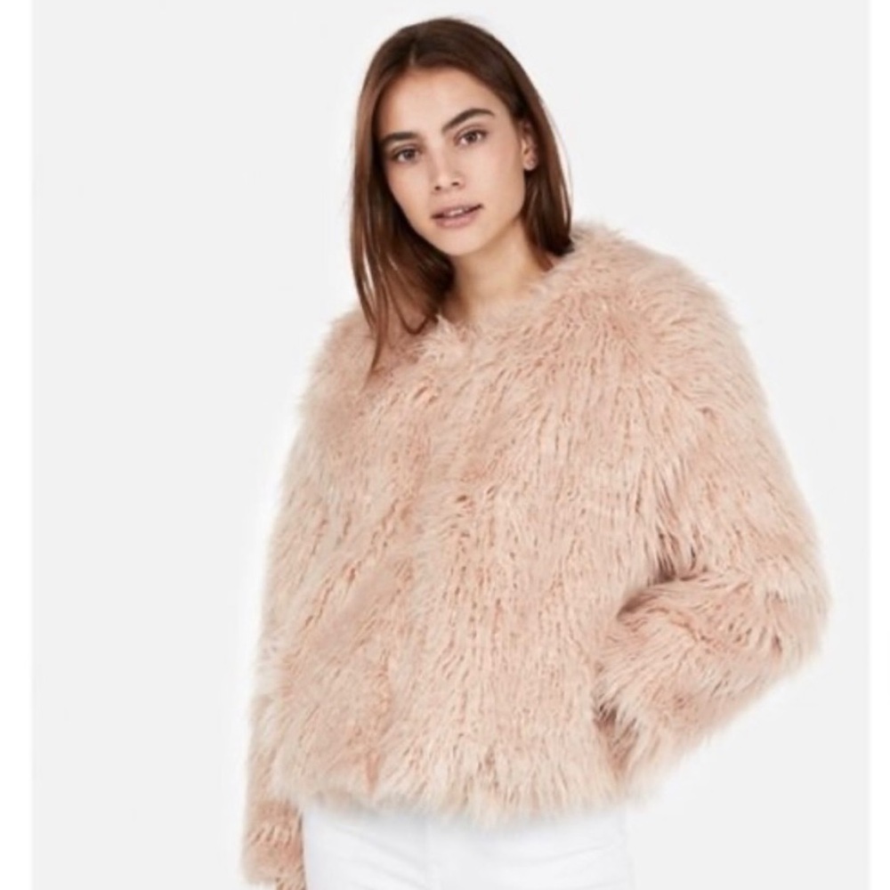 Express Pink Faux Fur Coat